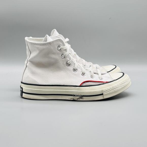 Converse Shoes Womens 7.5 White Red Chuck Taylor All Star 70 High Top Sneakers - Picture 3 of 11